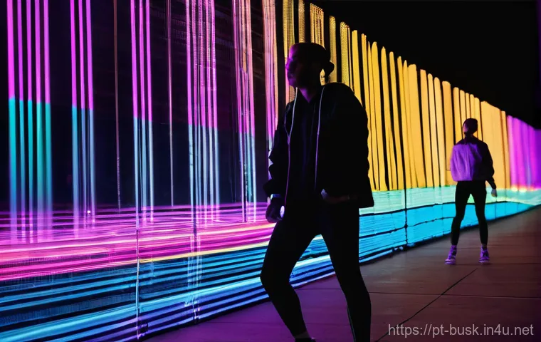 거리공연을 위한 멀티미디어 활용 - **Augmented Reality Mural - A Living Story on the Wall:**
    A vibrant street art mural painted on ...