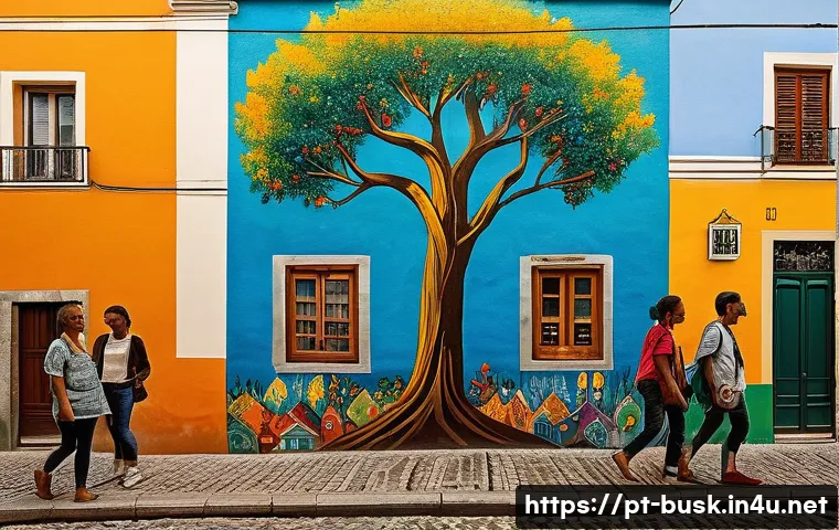 거리공연에 대한 언론의 시각 - **Prompt 1: Urban Canvas of Community Hope**
"A vibrant, detailed mural adorning a weathered bui...